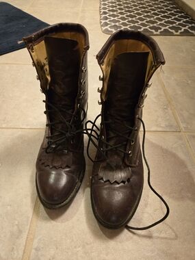 Laredo Ropers - Ox Blood Leather Lace-Up Boots with Tan Interior